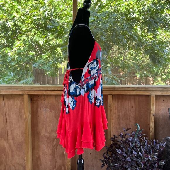 Free People Sweet Lucy Dress In Red Buckle Open Back Size L - Picture 4 of 11